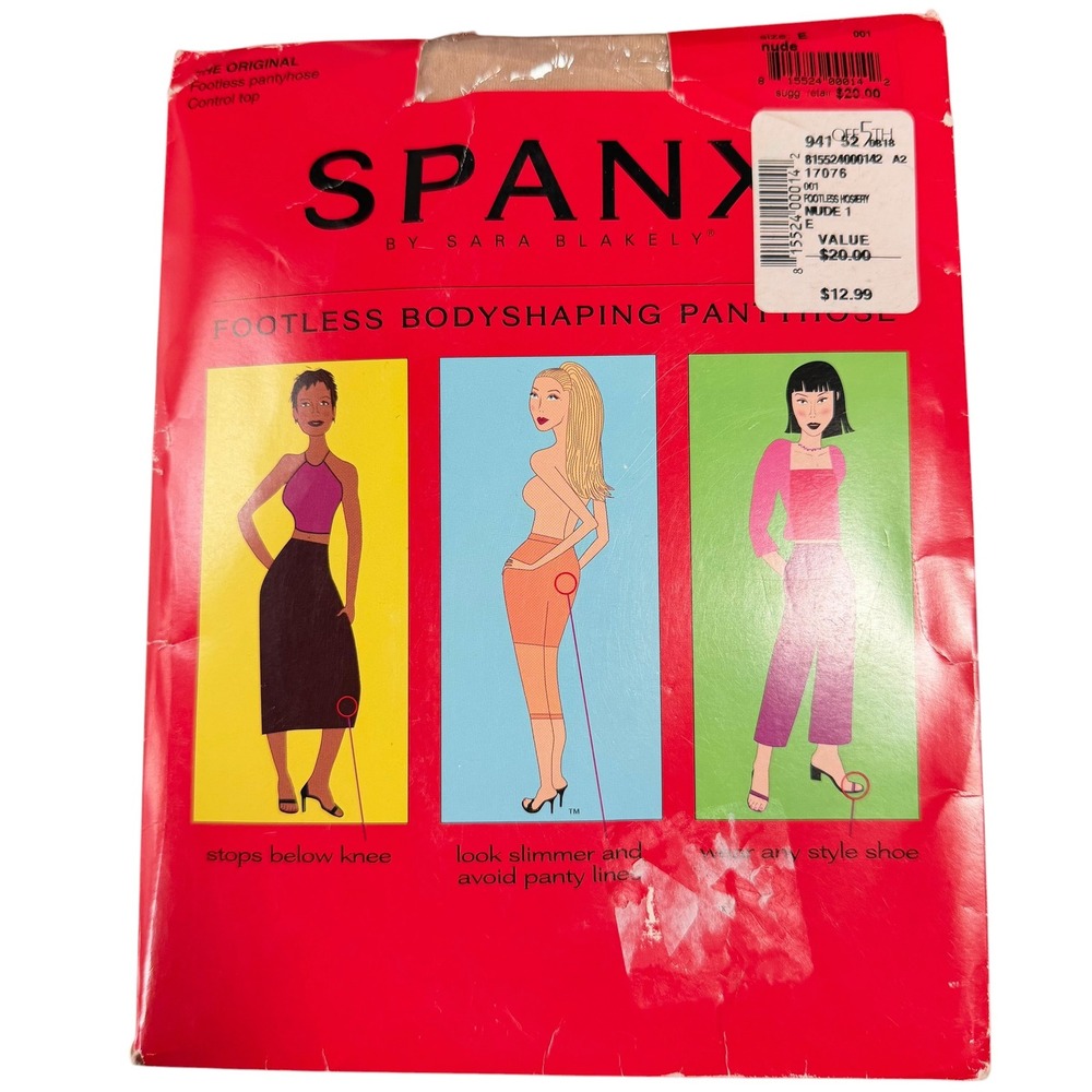 Spanx Footless Bodyshaping Pantyhose Womens Size E Nude Control Top 001